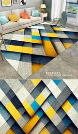 北欧现代艺术几何抽象地毯地垫