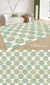 现代北欧绿色几何客厅地毯地垫