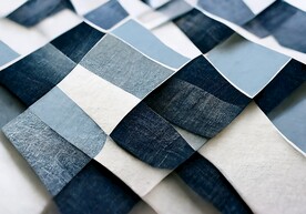 蓝色极简轻奢几何客厅地垫地毯