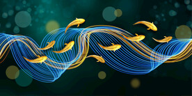 新中式九鱼图装饰画