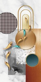 新中式九鱼图装饰画