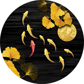 新中式九鱼图装饰画