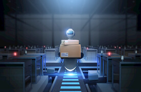 机器人仓库配送海报模板设计