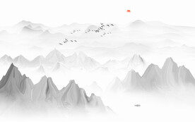  中式大理石水墨山水背景墙