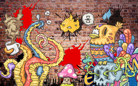 手绘涂鸦背景墙