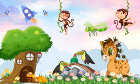 卡通儿童房背景墙