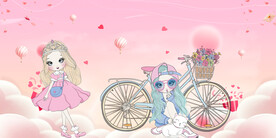 卡通粉红色少女背景墙