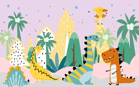 卡通矢量恐龙背景墙