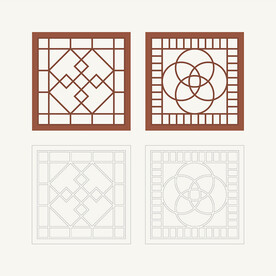 正方形窗花格 花窗 中式图案