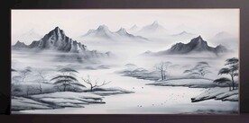 山水画装饰画无框画