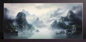 山水画装饰画无框画