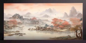 山水画装饰画无框画