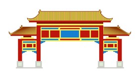 中式建筑牌坊门楼