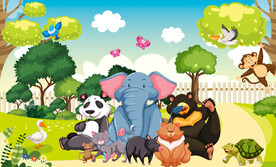 卡通动物森林背景