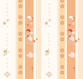 汉服橙色红花粉色鲜花小猫