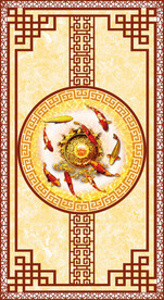 中式餐厅吊顶 九鱼图