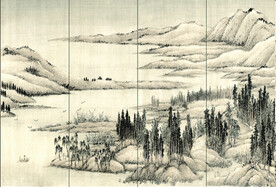 新中式山水 背景墙 壁画 硬包