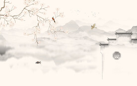 新中式花鸟画电视背景墙