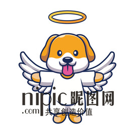 矢量可爱卡通小狗天使