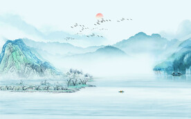 新中式山水画背景墙