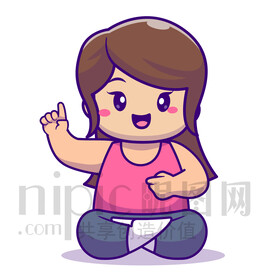 可爱卡通女孩减肥瑜伽少女矢量图