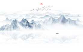 中式水墨山水画电视背景墙影壁