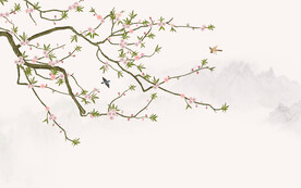 新中式花鸟画电视背景墙