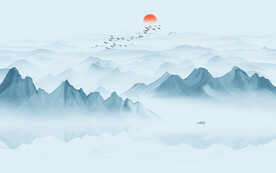 抽象水墨山水画背景墙