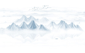 公司前台水墨山水画背景墙