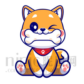 可爱卡通小狗吃骨头