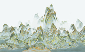 新中式山水背景墙壁画硬包 