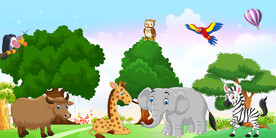 卡通动物背景墙