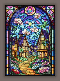 欧陆风情教堂蒂凡尼彩色玻璃图案