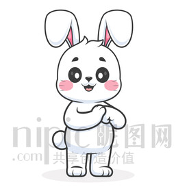可爱卡通握拳的小白兔