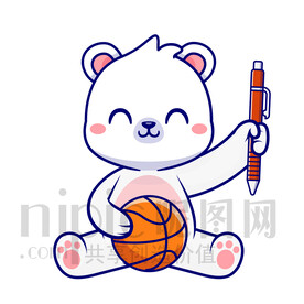 可爱卡通玩球的小北极熊