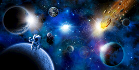 太空星球宇航员宇宙陨石星空背景