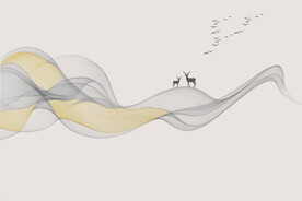 原创新中式轻奢水墨意境背景壁画