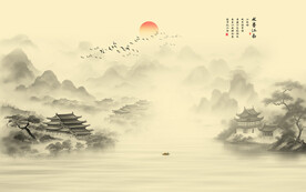 水墨江南背景墙