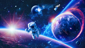 梦幻宇宙星球太空宇航员星空背景
