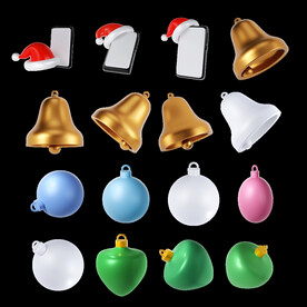 单层免抠透明3d圣诞元素