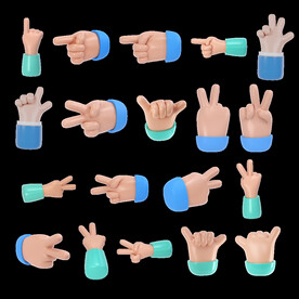 单层免抠透明粉色3d手势