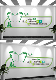 图书馆阅览室读书文化墙