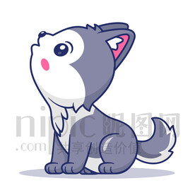 可爱卡通呼啸的小狼狗