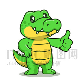 可爱卡通点赞的鳄鱼