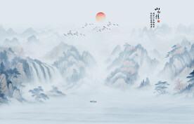 简约山水画背景墙