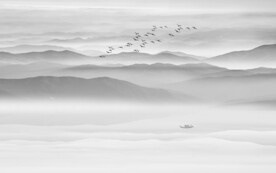 山水水墨画背景墙画