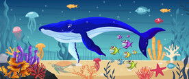 卡通鲸鱼海底世界背景