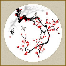 手绘梅花