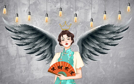 国潮工装翅膀背景