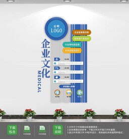 蓝色企业文化理念文化墙